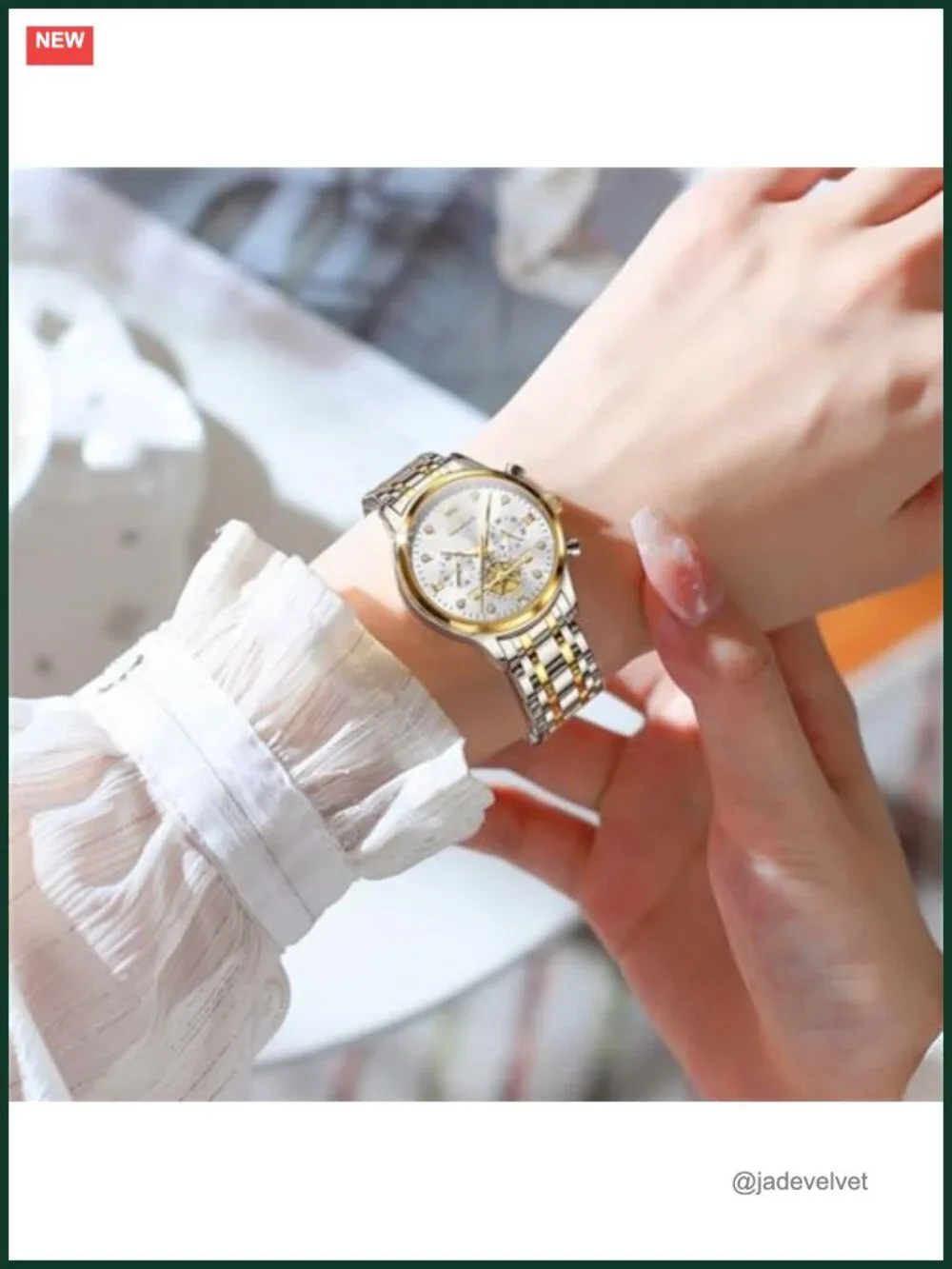 OLEVS Women's Stainless Steel Quartz Watch 3ATM Waterproof Date Window